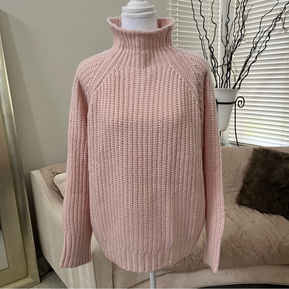 Pink Mock Neck Soft Knit Sweater